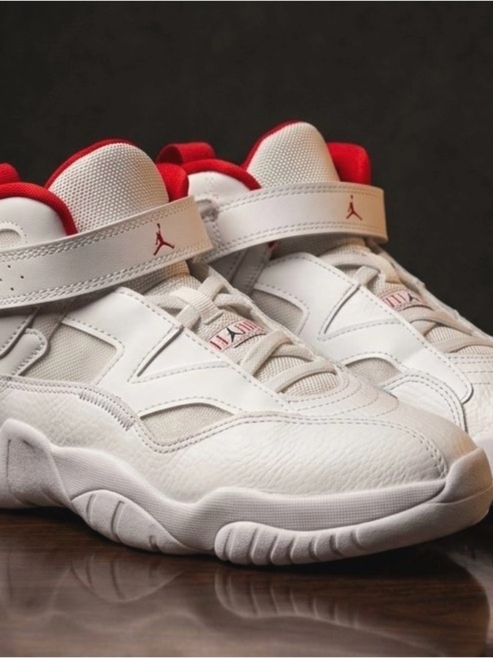 Jordan Kids White and Red Strap Basketball Sneakers